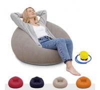 Yunlaishaocer Puf Hinchable con Una Bomba, 103 x 60 CM Sillón Hinchable, Lavable Portátil Sofa Hinchable Camping,Niños y Adultos Sofa Inflable para Jardín, Viajes, Juegos (Café)