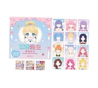 Yunmeryker Libro de Stickers para Vestir Libro de Pegatinas para Crear Caras Cuaderno Creativo para Niñas Libro Educativo con Stickers de Belleza en Papel Adecua, Princesa