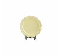 Yunmeryker Plato Miniatura de Casa de Muñecas Bandeja Vintage de Aleación con Detalle Floral Accesorio Decorativo para Coleccionistas Vajilla Ornamentada Estilo, Amarillo Crema, 27 4mm