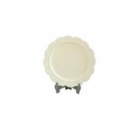 Yunmeryker Plato Miniatura de Casa de Muñecas Bandeja Vintage de Aleación con Detalle Floral Accesorio Decorativo para Coleccionistas Vajilla Ornamentada Estilo, Blanco Crema, 27 4mm