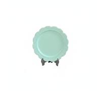 Yunmeryker Plato Miniatura de Casa de Muñecas Bandeja Vintage de Aleación con Detalle Floral Accesorio Decorativo para Coleccionistas Vajilla Ornamentada Estilo, Azul Cielo, 36 5mm
