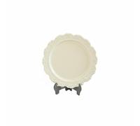 Yunmeryker Plato Miniatura de Casa de Muñecas Bandeja Vintage de Aleación con Detalle Floral Accesorio Decorativo para Coleccionistas Vajilla Ornamentada Estilo, Blanco Crema, 22 3mm