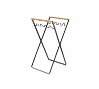 Yunmeryker Soporte para Bolsas de Basura Exterior Plegable con Ranuras Ajustables Marco de Hierro Ergonómicas de Madera Estación para Reciclaje Móvil Adecuado para Jardín Camping Cocina Patio, Negro