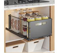 YunNasi Organizador de Gabinete Extraíble, Negro, 1Bloque 38D X 25W X19H CM | Extraíble, Estantes de Almacenamiento Deslizantes, Organizador de Armario, Cesta Deslizante para Cocina