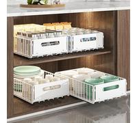 YunNasi Organizador Gabinete, Blanco, 4Bloque 38D X 25W X10H CM | Extraíble, Estantes de Almacenamiento Deslizantes, Organizador de Armario, Cesta Deslizante para Cocina