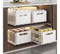YunNasi Organizador Gabinete, Blanco, 4Bloque 38D X 25W X19H CM | Extraíble, Estantes de Almacenamiento Deslizantes, Organizador de Armario, Cesta Deslizante para Cocina