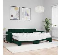 Yunovire Cama de día extensible con colchones, color verde oscuro, 80 x 200 cm, terciopelo, moderno sofá cama para habitaciones de invitados, resistente estructura de madera y metal