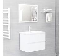 Yunovire Juego de muebles de baño, armario para debajo del lavabo con lavabo empotrado y espejo de madera y cerámica, 60 x 38,5 x 45 cm, con cajón, espacio de almacenamiento para cuarto de baño