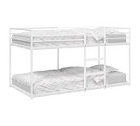 Yunovire Litera blanca 100 x 190 cm, resistente estructura de cama de acero con escalera, cama doble que ahorra espacio para habitación de los niños, habitación de invitados, dormitorio, diseño