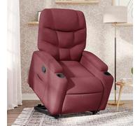 Yunovire Sillón de relax eléctrico con ayuda para levantarse, tejido rojo vino, 74 x 89 x 100 cm, función reclinable manual, soporte para bebidas, para personas mayores, muebles cómodos para el salón