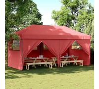 Yunovire Tienda de campaña para fiestas, color burdeos, tela Oxford, 292 x 580 x 315 cm, con marco de acero con recubrimiento en polvo, plegable e impermeable, protección UV, ideal como cenador