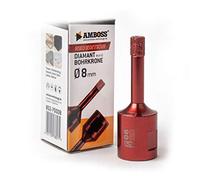 Yunque RED Edition M14 Corona de perforación de diamante para amoladora angular de gres porcelánico, baldosas duras, granito/corona de perforación en seco ideal (Ø 8 mm)