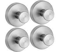 YUNYU 4 ganchos con ventosa para baño, ducha, cocina y puertas de cristal, adherencia segura en superficies lisas, sostiene toallas, lufas, abrigos, albornoces de hasta 11 libras (plateado)