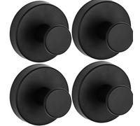YUNYU 4 ganchos de ventosa para baño, ducha, cocina y puertas de cristal, adherencia segura en superficies lisas, sostiene toallas, lufas, abrigos, albornoces de hasta 11 libras (negro)