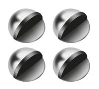 YUNYU 4 topes autoadhesivos para puerta de suelo, tope de puerta ovalado de acero inoxidable, tope de puerta de media luna montado en el suelo, protector de pared pulido con pegamento, duradero para