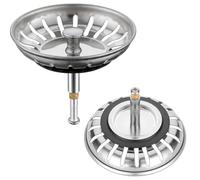 YUNYU Colador y tapón de fregadero de cocina ajustable de 82 mm, filtro de metal grueso resistente al óxido con tornillo de 30 mm, repuesto universal para desagües estándar (paquete de 1)