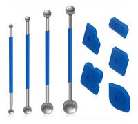 YUNYU Juego de 9 herramientas para juntas - 4 espátulas de metal y 5 extractores de silicona, kit de alisado profesional para juntas de baño y cocina (kit 2 en 1)