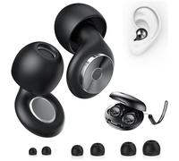 YUNYU Juego de tapones para los oídos para dormir, reutilizables, con cordón de transporte, caja de almacenamiento, 3 tapas de repuesto, para dormir, conciertos, viajes (negro)