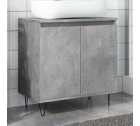 YUOGHRTFE Armario de baño gris hormigón 58 x 33 x 60 cm de madera con 2 | Con patas de hierro, estilo industrial, 1 compartimento grande, requiere montaje en pared, resistente a la humedad