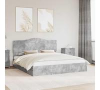 YUOTYRKTEJRSG Madera con cajón Gris Concreto 200 x 200 cm | Cama con Almacenamiento con Cajón Gris Concreto 200x200 cm, Camas Modernas con Cabecero de Madera para Dormitorio, Base