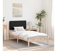 YUOTYRKTEJRSG Madera Maciza de Pino Acolchada Interiores 80 x 200 cm Negro | Cama Estructura con Cabecera Tapizada Negro 80x200 Madera Pino Base Listones Sin Somier Acolchada Desmontable