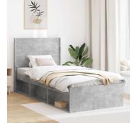 YUOTYRKTEJRSG Madera Resistente con cabecero Moderno Gris 105x203x100 cm | Estructura de cama con almacenamiento y cabecero Gris Hormigón, Base de listones resistente, Camas modernas con cajones
