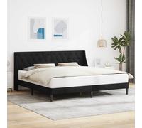 YUOTYRKTEJRSG Terciopelo Suave Moderno Elegante 204 x 202 x 96 cm Negro | Estructura de cama con cabecero Negro 200x200 cm Terciopelo con base resistente y patas torneadas, sommier fijo, marco
