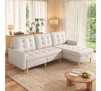 YuQozii Sofá esquinero con espacio de almacenamiento, 212 × 130 × 86 cm, chaise longue intercambiable, sofá esquinero de 3 plazas de tela no tejida, sofá esquinero para apartamento pequeño, sofá con