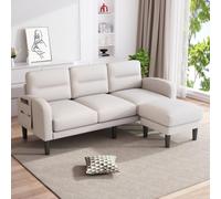 YuQozii Sofá esquinero en forma de L de 3 plazas con chaise longue, pequeño sofá esquinero de, en el lateral se encuentra una bolsa de almacenamiento, 10 patas de sofá, adecuado para el salón, 204 x
