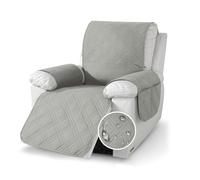 YushengTai Funda Sillon Relax reclinable, 100% Impermeable, Anti-Deslizamiento Funda Sillon Orejero 1 Asiento, Funda Sillon Relax con 4 Bolsillos, 2 Correas Ajustables (Gris Claro)