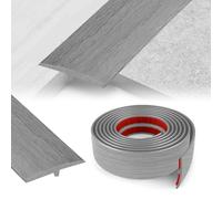 YushengTai Perfil de Transición para Suelo, 5 CM x 3 M Perfil Transición Suelo Desnivel T en Forma de T, Tapajuntas Suelo Adhesivo para la Conexión Entre dos Azulejos de Piso (Gris Madera)