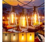Yuusei Guirnalda Luces Exterior, Luces LED 20M Con Mando a Distancia, Impermeable IP45 & 2700K Blanco Cálido, Bombillas 24+1 ST38 Irrompibles para Jardin, Decoracion, Terraza, Pergolas y Toldos