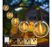 Yuusei Guirnalda Luces Exterior, Luces LED 36,6M con Regulador de Intensidad, Impermeable IP45 & 2700K Blanco Cálido, Bombillas 46+2 G40 Irrompibles Luz para Jardin, Decoracion, Terraza, Pergolas