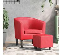 YuuSsea Sillón de club moderno rojo con reposapiés de piel sintética para salón, dormitorio, oficina, salón, con patas de madera, ajustable, cómoda, diseño vintage, ideal para relajarse y leer