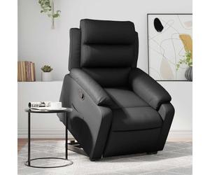 YuuSsea Sillón de relax con ayuda para levantarse, color negro, piel sintética, moderno sillón con respaldo ajustable y reposabrazos giratorios para salón, dormitorio, oficina y rincón de lectura
