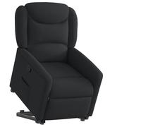 YuuSsea Sillón de relax con ayuda para levantarse de tela negra, sillón ajustable con patas de madera, cómodo sillón de lectura y salón para salón y dormitorio, diseño moderno