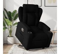 YuuSsea Sillón de relax con ayuda para levantarse de tela negra, sillón de televisión ajustable con patas de madera, cómodo sillón de salón y lectura para salón, dormitorio, oficina, diseño vintage