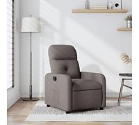 YuuSsea Sillón de relax de tela pardo con respaldo ajustable y patas de madera para salón, dormitorio u oficina, moderno aspecto vintage, cómodo, giratorio, duradero, con bolsillo lateral