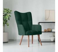 YuuSsea Sillón de relax de terciopelo verde oscuro con patas de madera, ajustable, giratorio, diseño vintage moderno, ideal para salón, dormitorio, oficina, con función reclinable, reposabrazos