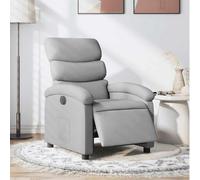 YuuSsea Sillón de relax eléctrico de tela gris claro con función reclinable y respaldo ajustable para salón, dormitorio, oficina, salón, moderno, vintage, sillón tapizado con patas de madera y