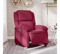 YuuSsea Sillón de relax eléctrico de terciopelo rojo vino con función reclinable, ajustable, cómodo sillón tapizado para salón, dormitorio, oficina, diseño moderno vintage