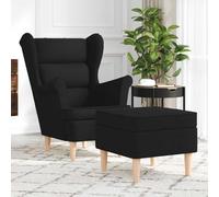 YuuSsea Sillón de relax moderno negro con reposapiés de tela, 74 x 84 x 100 cm, incluye reposabrazos giratorios, respaldo ajustable, patas de madera duradera, ideal para salón, dormitorio u oficina