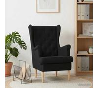 YuuSsea Sillón moderno de tela negra con marco de metal resistente y madera, asiento cómodo, cojines extraíbles, elegantes patas de madera en forma de cono para salón, dormitorio, oficina, salón