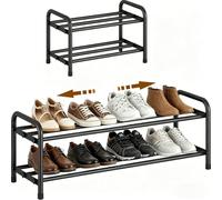YUWHFEI Zapatero extensible de 2 niveles de metal ajustable, organizador de almacenamiento de zapatos negro para pasillo, armario interior, armario, dormitorio, entrada, se puede utilizar para