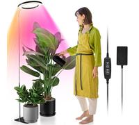 YUYMIKA 160 bombillas LED de espectro completo para plantas, enchufe de 20 W, lámpara de cultivo de cuello de cisne de 360°, temporizador de 3/9/12, barra telescópica, luz para plantas para jardín e