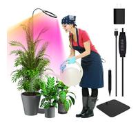 YUYMIKA 72 LED 5V3A lámpara para plantas de espectro completo, manguera flexible ajustable a 360° Grow Light, enchufe europeo, temporizador automático 3/9/12, varilla telescópica 11,8-59 inch(negro)