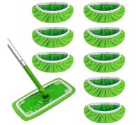 YUZHEDM 8 Piezas Repuesto Mopa Microfibra 25x10-12cm, Recambios de Almohadillas Lavables y Reutilizables, Mopa de Húmedo y Seco para Trapeadores Planos Universales, Limpieza de Suelos, Verde