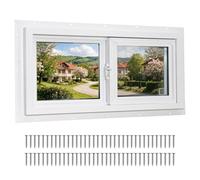 Yuzzy Ventana de vinilo para sótano de 30 x 12 pulgadas con vidrio templado aislado de doble panel y pantalla de fibra de vidrio, ventanas corredizas resistentes para sótano, baño, garaje, cobertizo