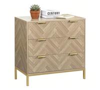 Yvsevnr Cómodas y Cajoneras Rattan, Cómoda de 3 Cajones, Cómoda de Madera Dormitorio, Patas de Metal, Estilo rústico, Mueble Cajones para Salón Dormitorio Oficina 80 x 35 x 74 cm