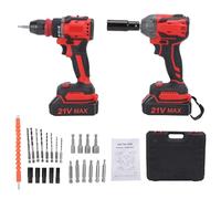 YWBL-WH Juego de Taladro Eléctrico de 21 V Kit Combinado de Taladro Inalámbrico con Llave Eléctrica 2 en 1 Torque de de 30 Nm Atornillador de Impacto de 380 Nm 2 Baterías Luz LED para Reparación del